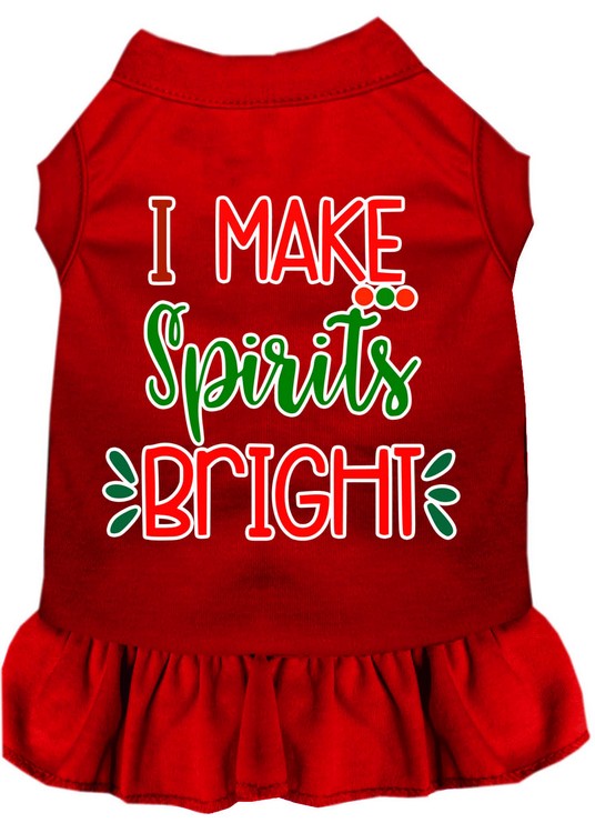 I Make Spirits Bright Screen Print Dog Dress Red XXL